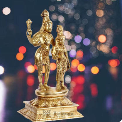 Brass Shiva Parvati Murti for Home and Decor ShowPiece for Living Room Handmade Height 25 cm Weight 1.8 Kg