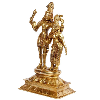 Brass Shiva Parvati Murti for Home and Decor ShowPiece for Living Room Handmade Height 25 cm Weight 1.8 Kg