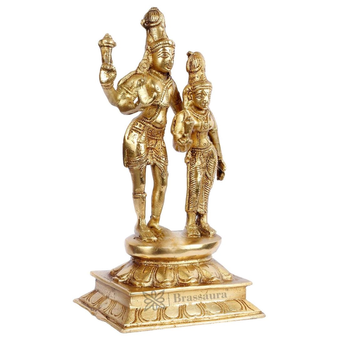 Brass Shiva Parvati Murti for Home and Decor ShowPiece for Living Room Handmade Height 25 cm Weight 1.8 Kg