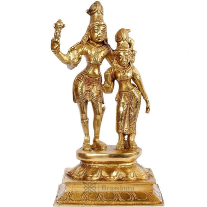 Brass Shiva Parvati Murti for Home and Decor ShowPiece for Living Room Handmade Height 25 cm Weight 1.8 Kg