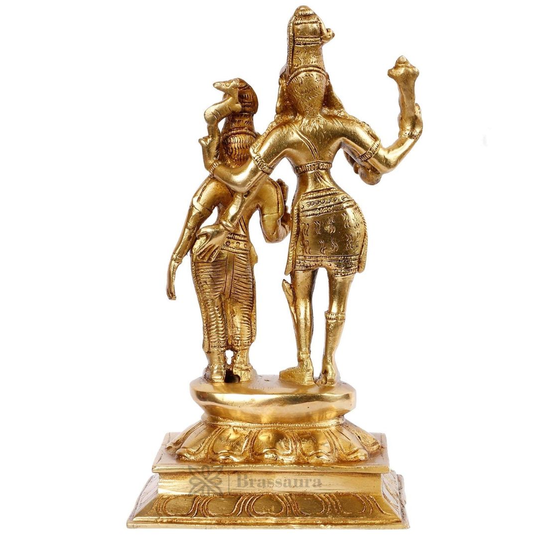 Brass Shiva Parvati Murti for Home and Decor ShowPiece for Living Room Handmade Height 25 cm Weight 1.8 Kg