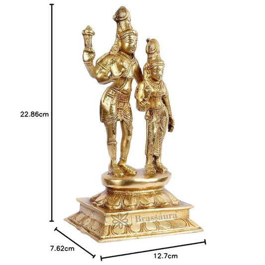Brassaura® Standing Shiva Parvati Brass Statue | Divine Couple Idol | Height 9 Inches