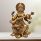 Brass Golden Saraswati Devi Murti for Home and Decor Height 13 cm Weight 3.6 Kg