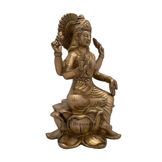 Brassaura™ Brass Saraswati Mata Statue – Height 5.2 Inches & Weight 3.6 Kgs | Temple Décor Accent