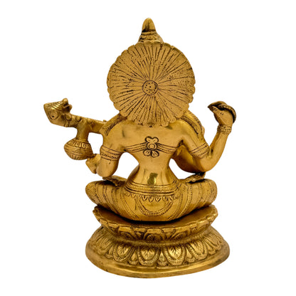 Brass Golden Ma Saraswati Devi Murti for Home and Decor Gift Height 27 cm Weight 4 Kg