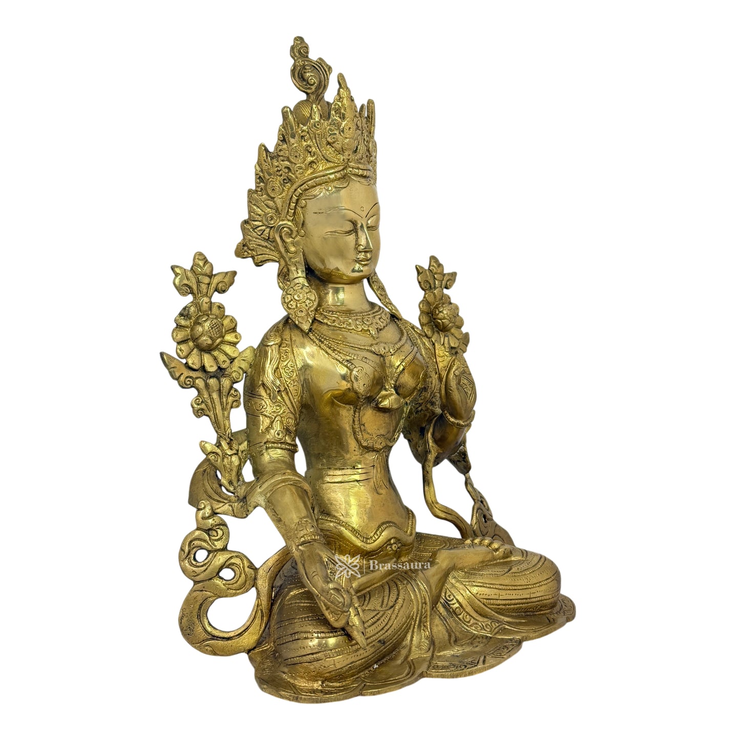 Brass Big Size Sitting Tara Devi Idols for Home and Decor Height 38 cm Weight 6.400 Kg