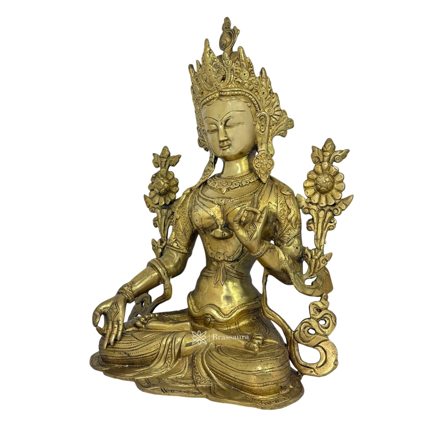 Brass Big Size Sitting Tara Devi Idols for Home and Decor Height 38 cm Weight 6.400 Kg