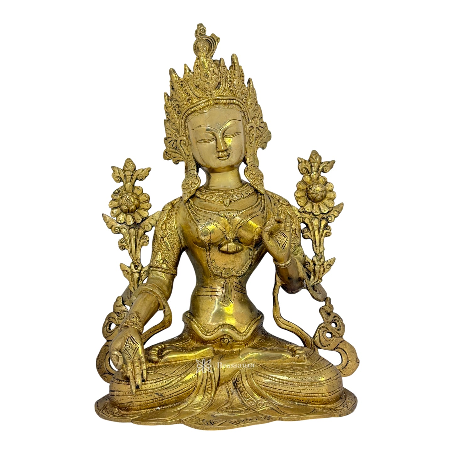 Brass Big Size Sitting Tara Devi Idols for Home and Decor Height 38 cm Weight 6.400 Kg