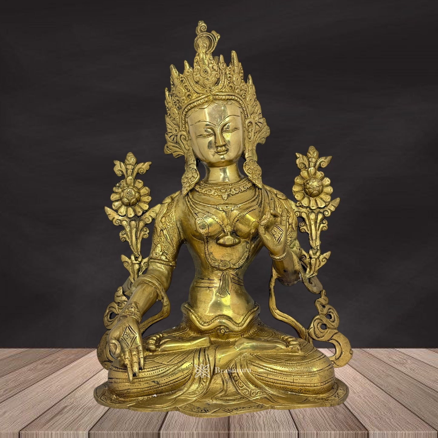 Brass Big Size Sitting Tara Devi Idols for Home and Decor Height 38 cm Weight 6.400 Kg