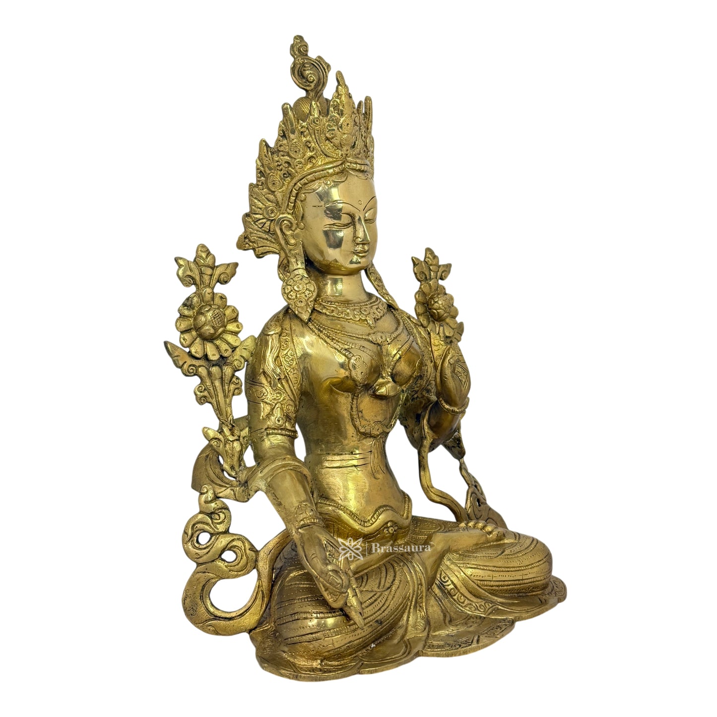 Brass Big Size Sitting Tara Devi Idols for Home and Decor Height 38 cm Weight 6.400 Kg