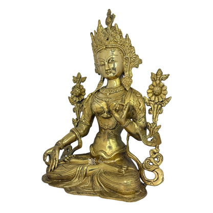 Brass Big Size Sitting Tara Devi Idols for Home and Decor Height 38 cm Weight 6.400 Kg