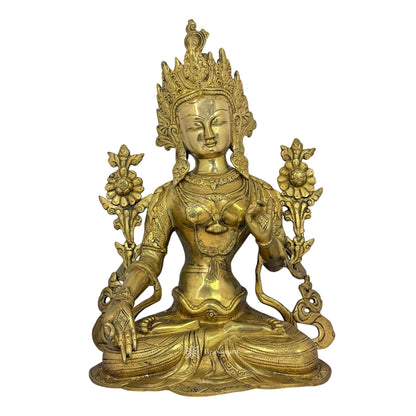 Brass Big Size Sitting Tara Devi Idols for Home and Decor Height 38 cm Weight 6.400 Kg