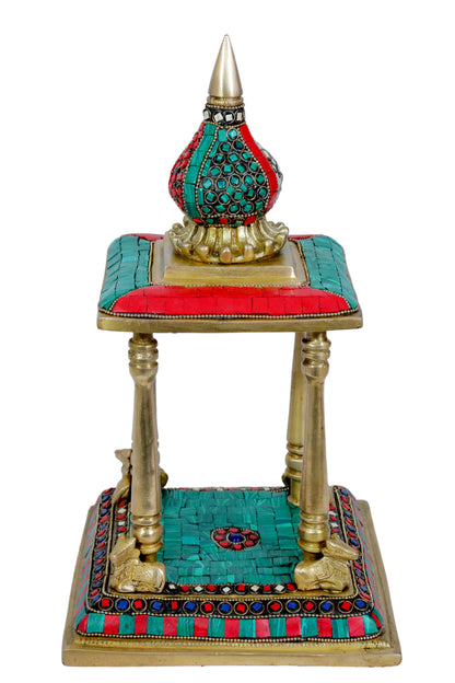 Brass Gem Stone Work Temple Statue for Home and Decor Gifts Weight 4.3 Kg Height 25 cm