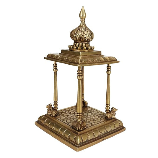 Brassaura™ Brass Temple Statue – Height 14.4 Inches & Weight 4.3 Kgs | Meditation & Worship Space Accent