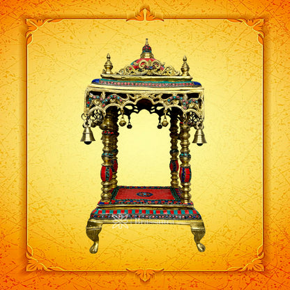 Brass Big Size Gem Stone Work Temple Statue for Home and Decor Show Piece for Prey Room Weight 14.5 Kg Height 30 cm