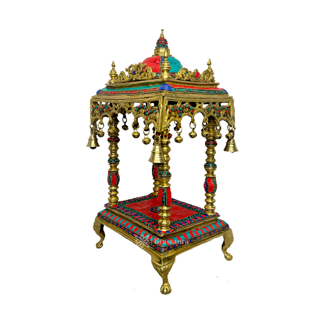 Brass Big Size Gem Stone Work Temple Statue for Home and Decor Show Piece for Prey Room Weight 14.5 Kg Height 30 cm