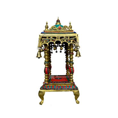 Brass Big Size Gem Stone Work Temple Statue for Home and Decor Show Piece for Prey Room Weight 14.5 Kg Height 30 cm