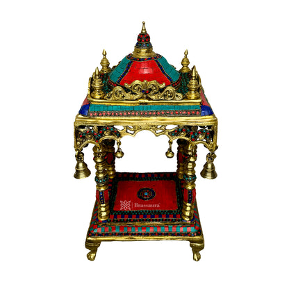 Brass Big Size Gem Stone Work Temple Statue for Home and Decor Show Piece for Prey Room Weight 14.5 Kg Height 30 cm