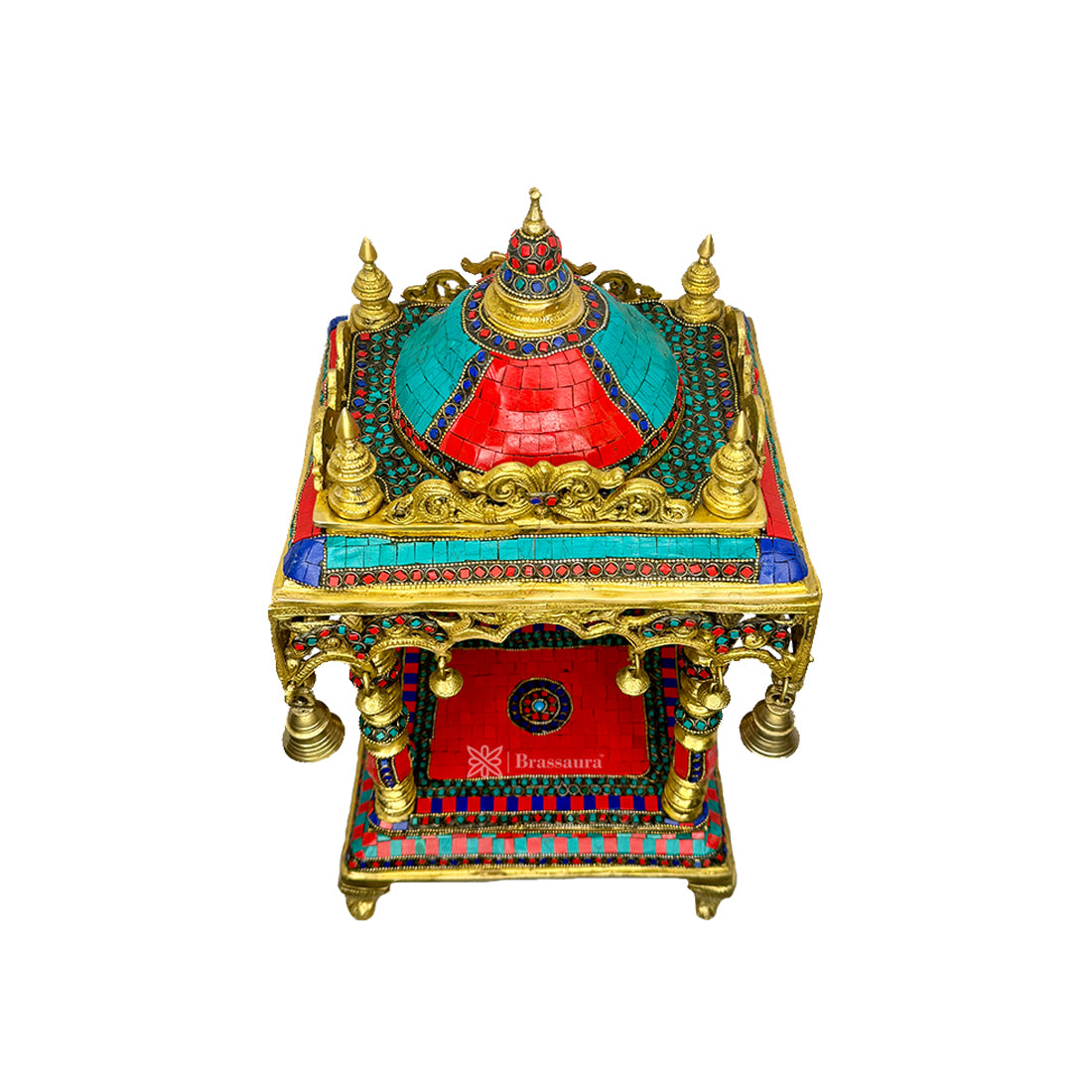 Brass Big Size Gem Stone Work Temple Statue for Home and Decor Show Piece for Prey Room Weight 14.5 Kg Height 30 cm