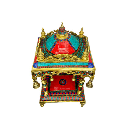 Brass Big Size Gem Stone Work Temple Statue for Home and Decor Show Piece for Prey Room Weight 14.5 Kg Height 30 cm