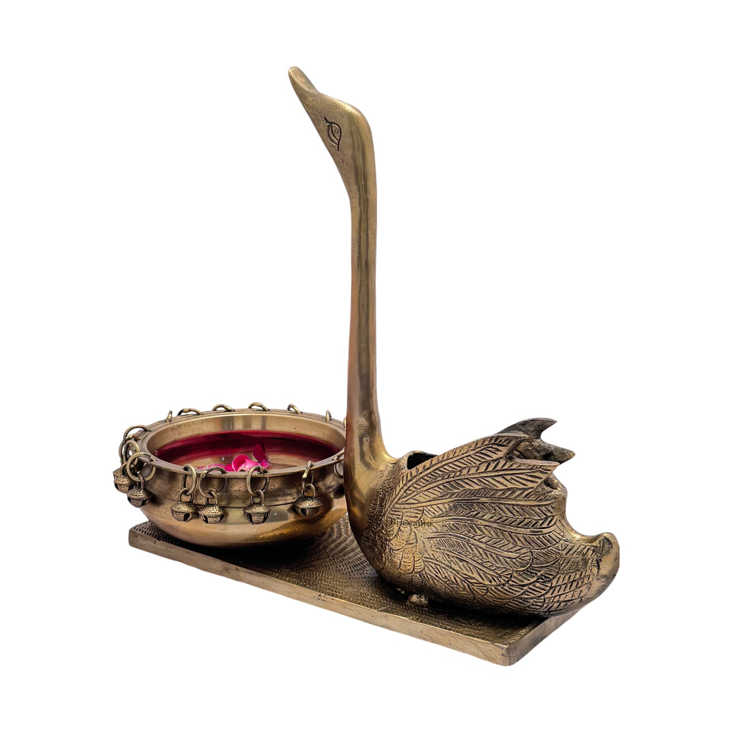 Brass Swan Umi Urli Statue for Home and Decor Show Piece for Living Room Height 31 cm Weight 4.1 Kg