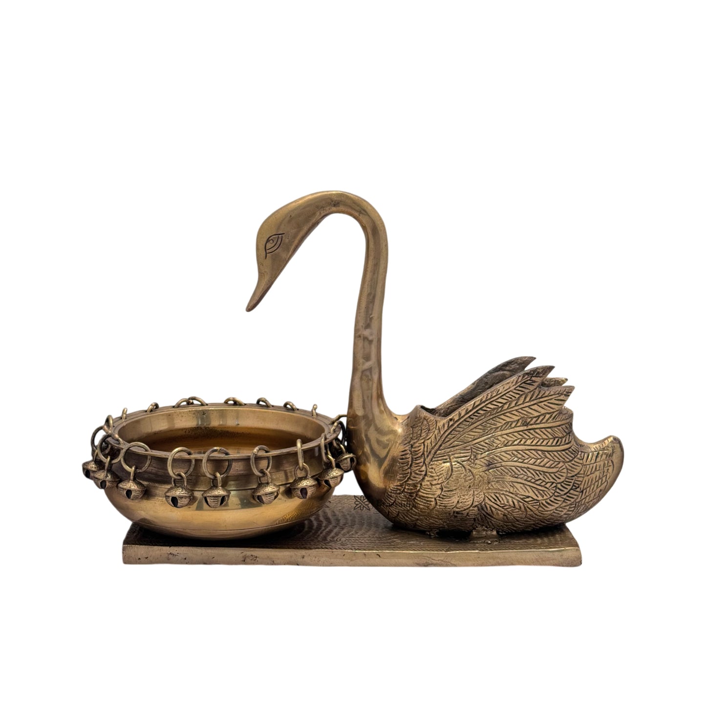 Brass Swan Umi Urli Statue for Home and Decor Show Piece for Living Room Height 31 cm Weight 4.1 Kg