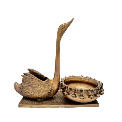 Brass Swan Umi Urli Statue for Home and Decor Show Piece for Living Room Height 31 cm Weight 4.1 Kg