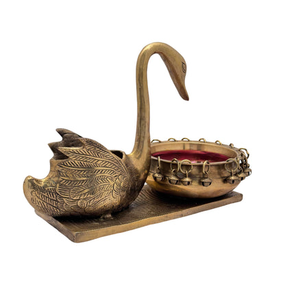 Brass Swan Umi Urli Statue for Home and Decor Show Piece for Living Room Height 31 cm Weight 4.1 Kg