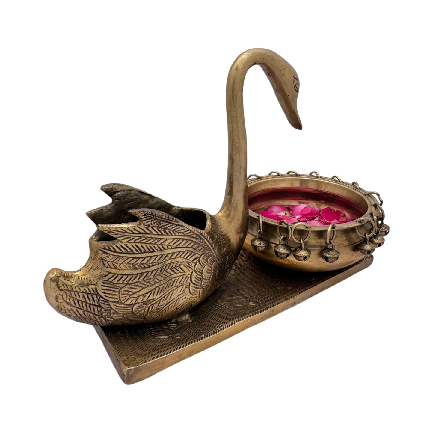 Brass Swan Umi Urli Statue for Home and Decor Show Piece for Living Room Height 31 cm Weight 4.1 Kg