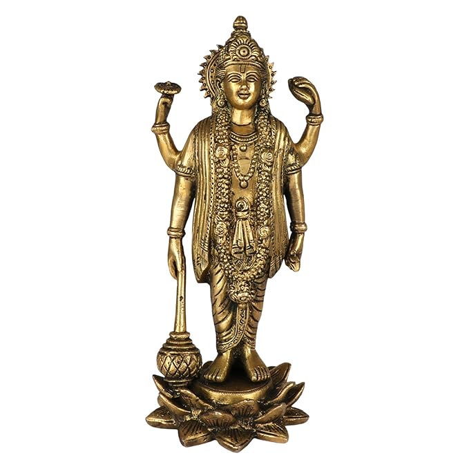 Brass Vishnu Bhagwan Murti for Home and Decor Gift Height 27 cm Weight 1.4 Kg