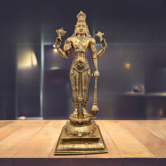 Brass Big Vishnu Bhagwan Murti for Home and Decor Height 52 cm Weight 7 Kg