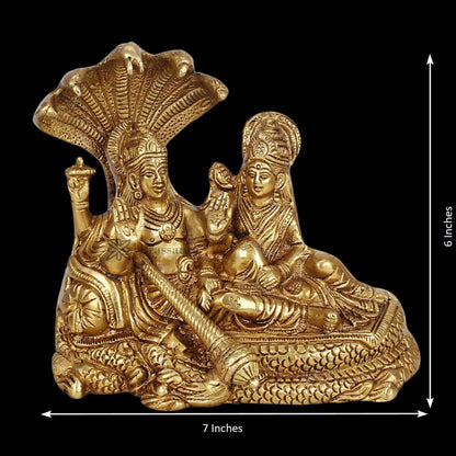 Brass Vishnu Laxmi Murti for Home and Decor Show Piece for Living Room Height 18 cm Weight 2.1 Kg