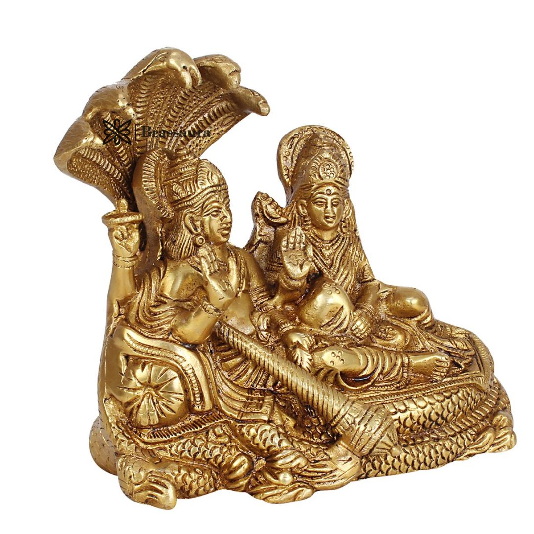 Brass Vishnu Laxmi Murti for Home and Decor Show Piece for Living Room Height 18 cm Weight 2.1 Kg