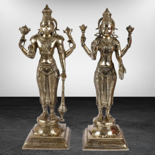 Brass Vishnu Laxmi Murti for Home and Decor Diwali Gift Height 23 cm Weight 12.9 Kg