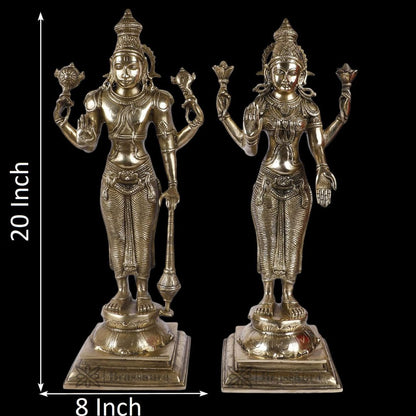 Brass Vishnu Laxmi Murti for Home and Decor Diwali Gift Height 23 cm Weight 12.9 Kg