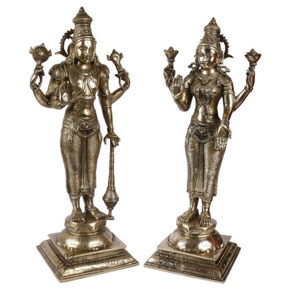 Brass Vishnu Laxmi Murti for Home and Decor Diwali Gift Height 23 cm Weight 12.9 Kg