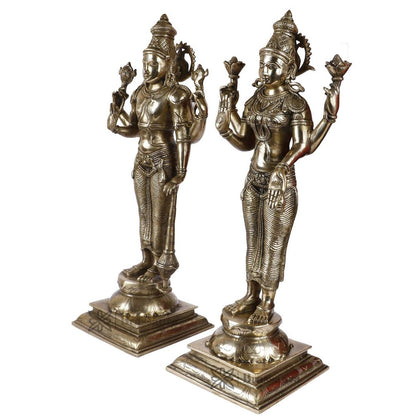 Brass Vishnu Laxmi Murti for Home and Decor Diwali Gift Height 23 cm Weight 12.9 Kg