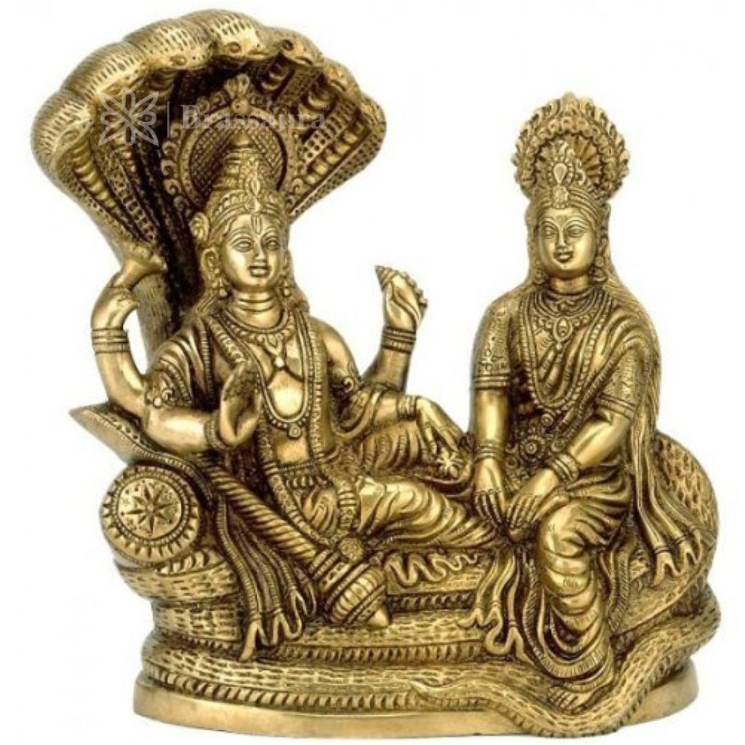 Brass Vishnu Laxmi Murti for Home and Decor Show Piece Height 41 cm Weight 3.3 Kg