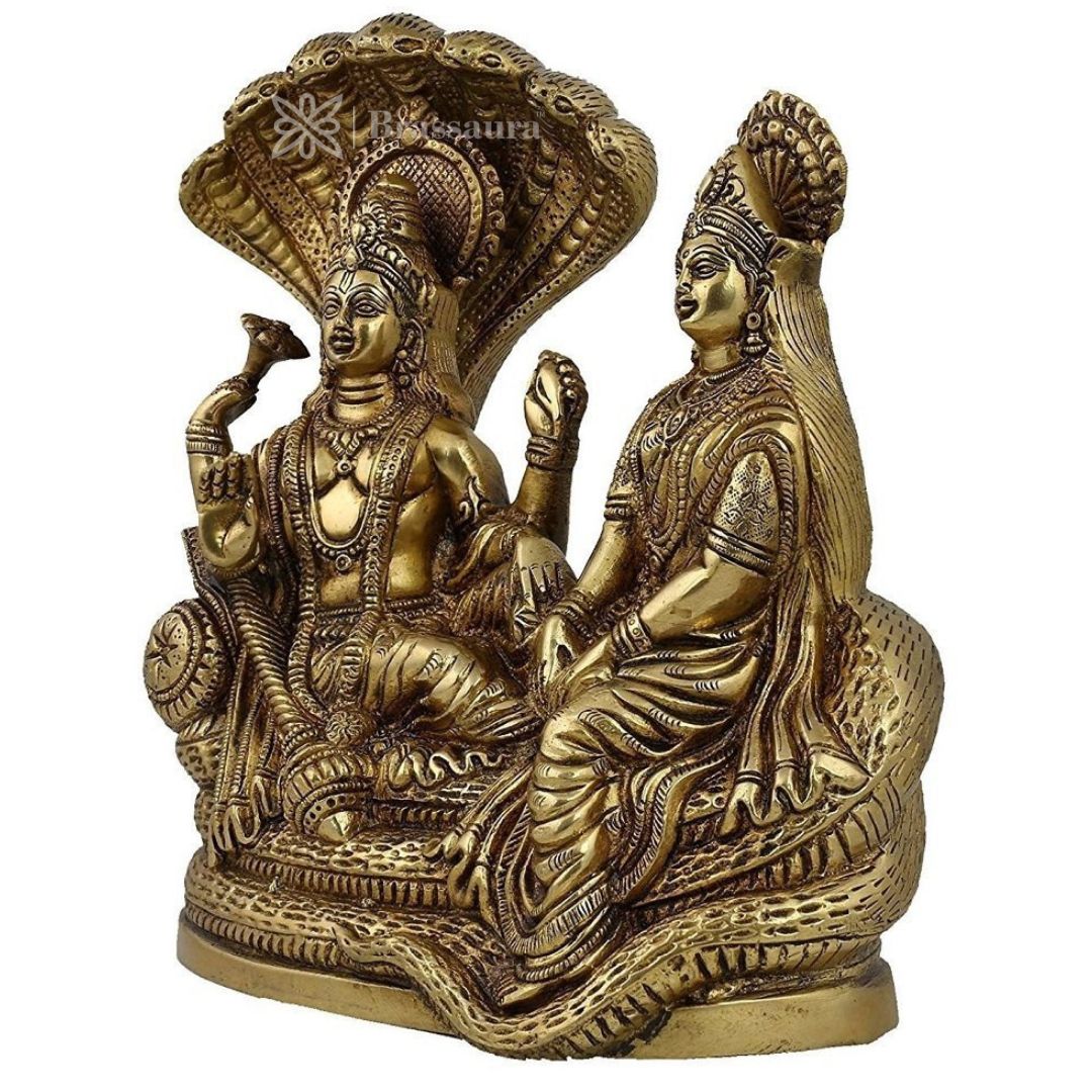 Brass Vishnu Laxmi Murti for Home and Decor Show Piece Height 41 cm Weight 3.3 Kg