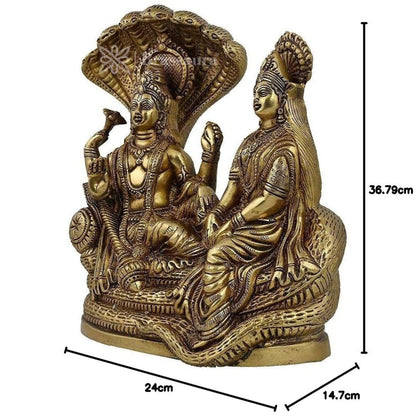 Brass Vishnu Laxmi Murti for Home and Decor Show Piece Height 41 cm Weight 3.3 Kg