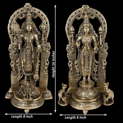 Brass Golden Vishnu Laxmi Statue Religious and Spirituality Home Decor and Gift Items Height 16 cm Weight 12 Kg