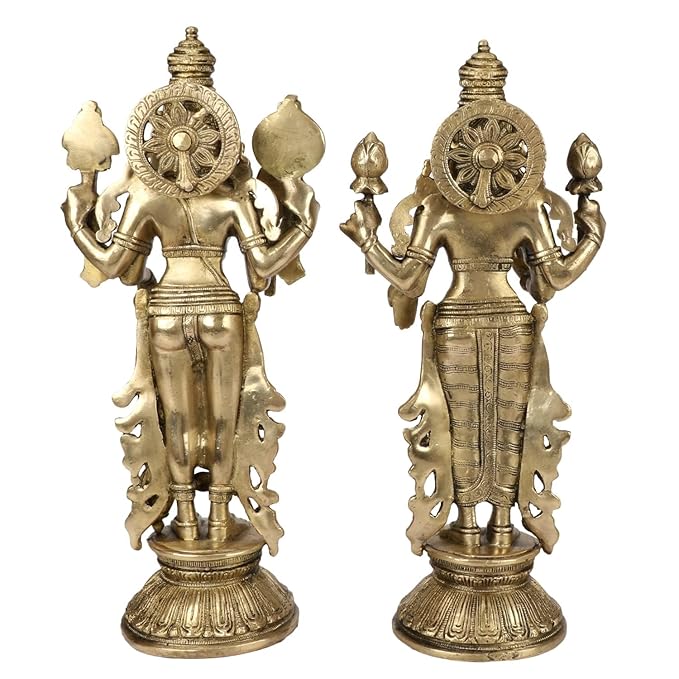 Brass Vishnu Laxmi Murti for Home and Decor Show Piece for Living Room Height 36 cm Weight 7.5 Kg