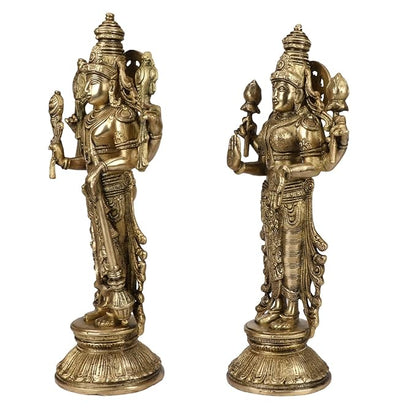 Brass Vishnu Laxmi Murti for Home and Decor Show Piece for Living Room Height 36 cm Weight 7.5 Kg