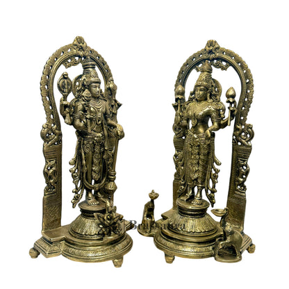 Brass Vishnu Laxmi Murti for Home and Decor Show Piece for Living Room Height 12 cm Weight 12 Kg