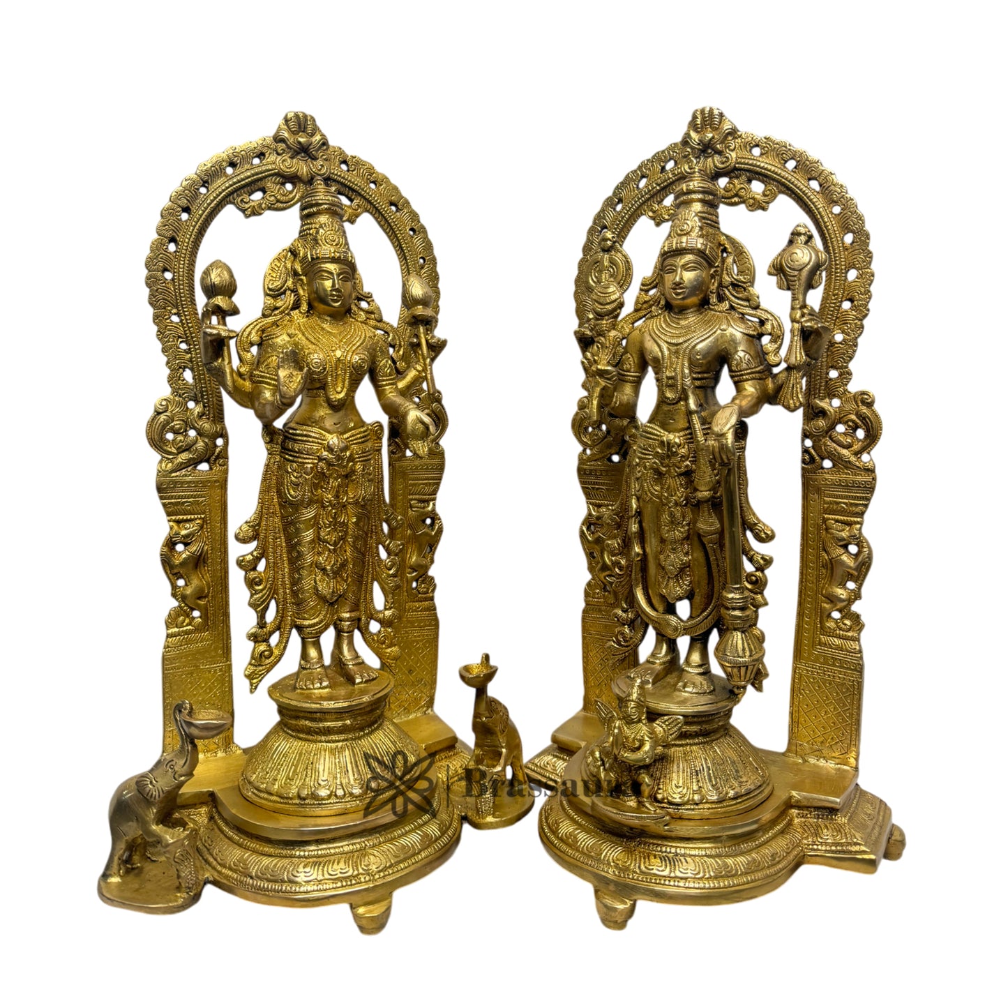 Brass Vishnu Laxmi Murti for Religious and Spirituality Home Decor and Gift Items Weight 12 Kg Height 18 cm