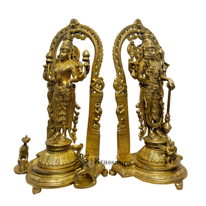 Brass Vishnu Laxmi Murti for Religious and Spirituality Home Decor and Gift Items Weight 12 Kg Height 18 cm