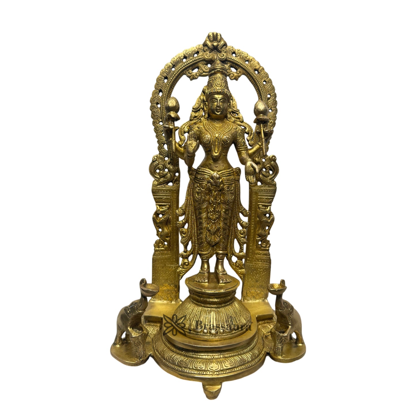 Brass Vishnu Laxmi Murti for Religious and Spirituality Home Decor and Gift Items Weight 12 Kg Height 18 cm