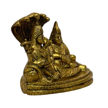 Brass Golden Vishnu Laxmi Murti for Home and Decor Show Piece for Living Room Height 13 cm Weight .8 Kg