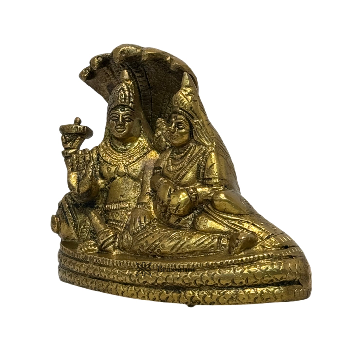 Brass Golden Vishnu Laxmi Murti for Home and Decor Show Piece for Living Room Height 13 cm Weight .8 Kg