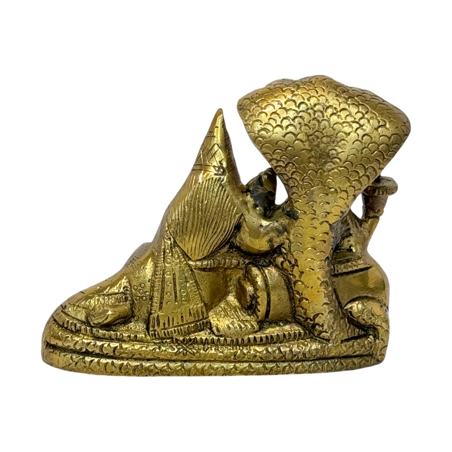 Brass Golden Vishnu Laxmi Murti for Home and Decor Show Piece for Living Room Height 13 cm Weight .8 Kg